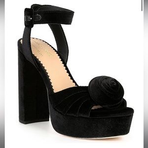 NWT Nicola Bathie Emilia Velvet Rose Platform Dress Sandals